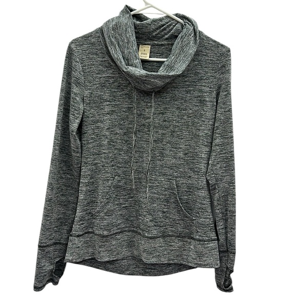 Balance Collection Cowl Neck Long Sleeve Thumb Hole Kangaroo Pocket Shirt Small - Picture 7 of 13